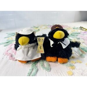Plushland March of Dimes Bean Bags Crow Raven Plush Pair Bonnet Hat Outfits Tag